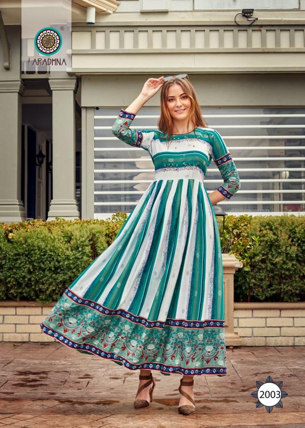 Aradhna Fashion Stripy 2 Heavy Cotton Anarkali Kurti Collection